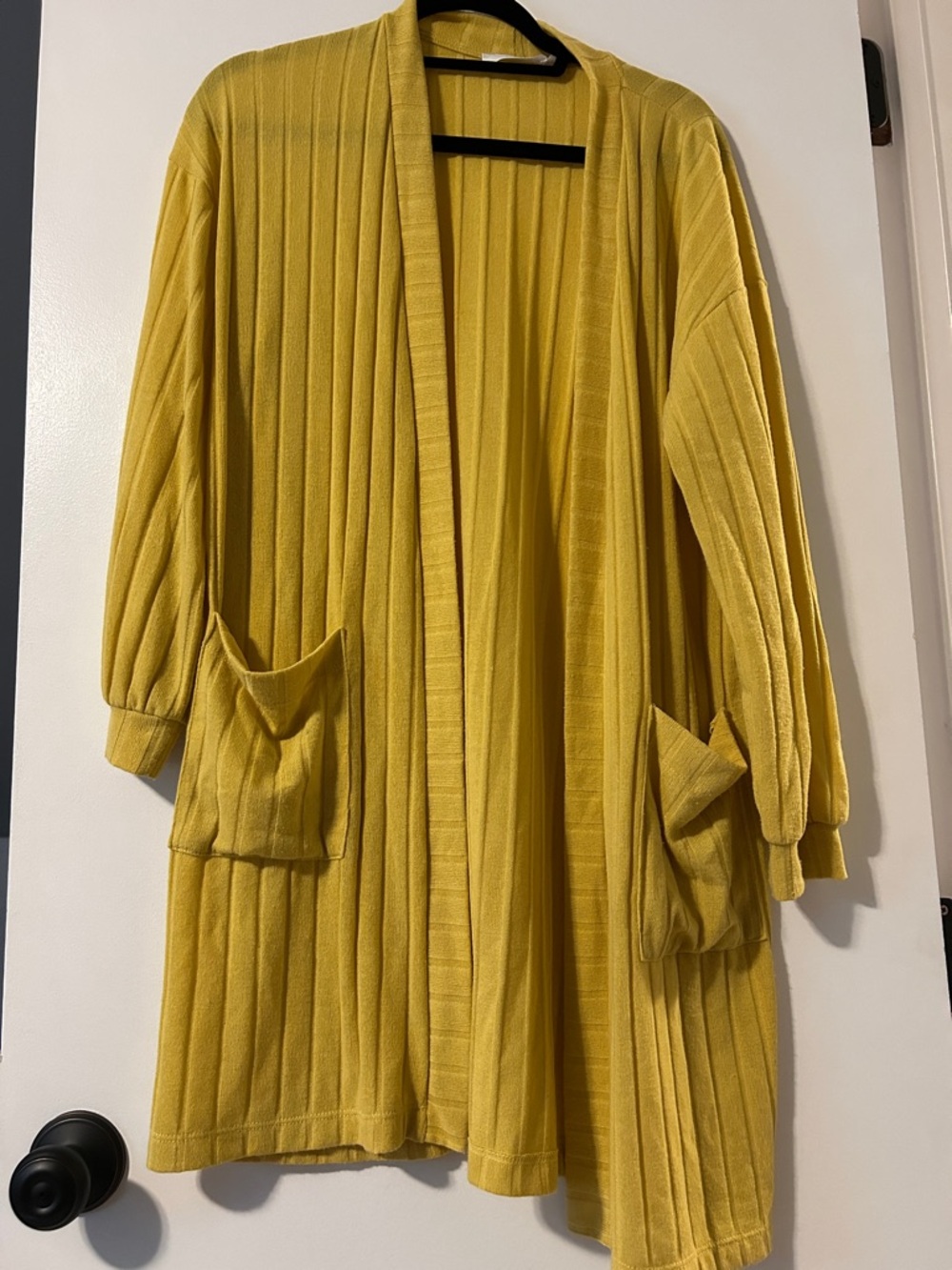 Lush Mustard Yellow Ribbed Open Cardigan